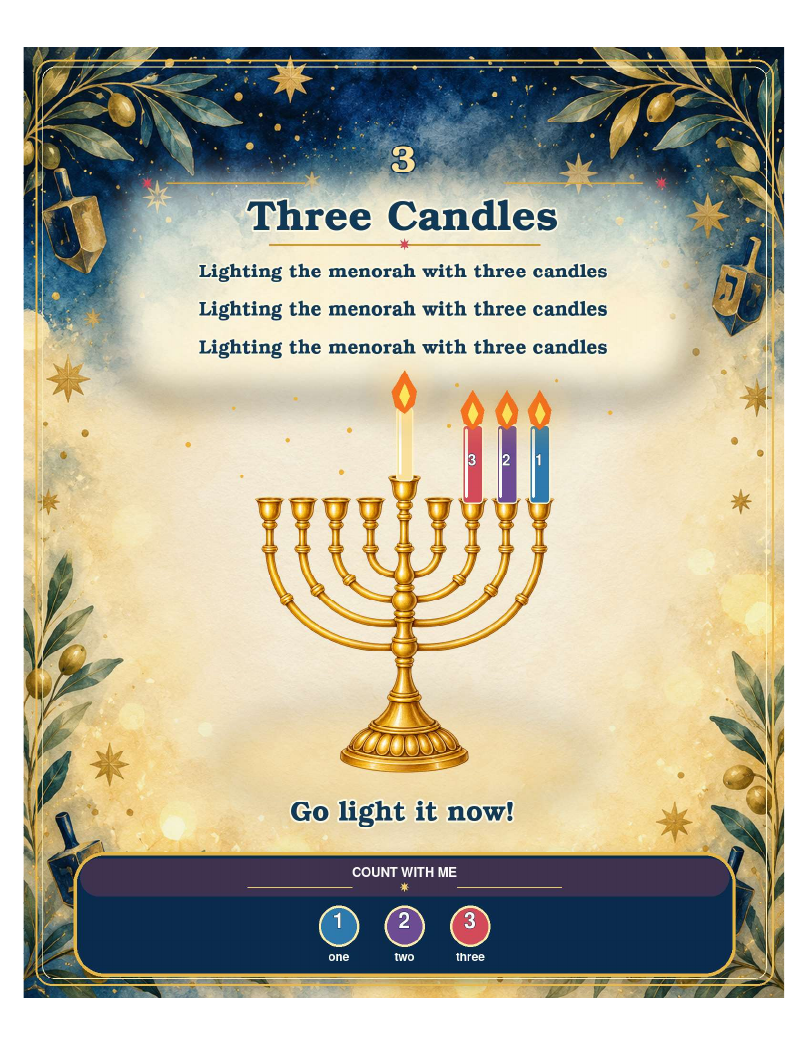 Lighting the Menorah on Chanukah sample page two